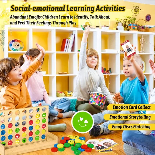 Miniatura 5 de Garybank Actividades de aprendizaje social emocional para niños, juego de conexión de sentimientos con 56 tarjetas de emociones, juguetes de terapia