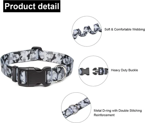 Miniatura 73 de Mercano Collar ajustable para perro, patrones de diseño especial, nailon suave, cómodo y resistente, collar para mascotas para perros pequeños