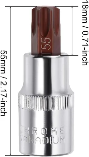 Miniatura 4 de uxcell Longitud del acero 180.4 ft m del zócalo S2 de la broca Torx de la impulsión de 1/2 pulgada T55