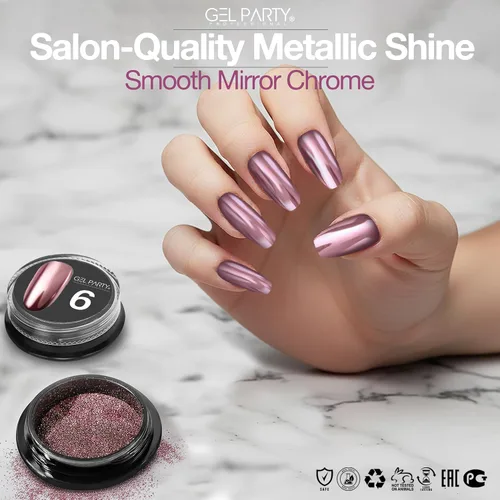 Miniatura 8 de GELPARTY - Juego de polvos de uñas cromados de 16 colores, pigmento de efecto holográfico y espejo de alta calidad dorado metálico, plata, camaleón