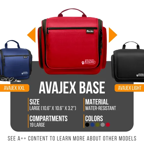 Miniatura 2 de Bolsa de aseo de viaje para hombres y mujeres - Organizador grande colgante de artículos de tocador - Bolsa de higiene impermeable con gancho L Rojo