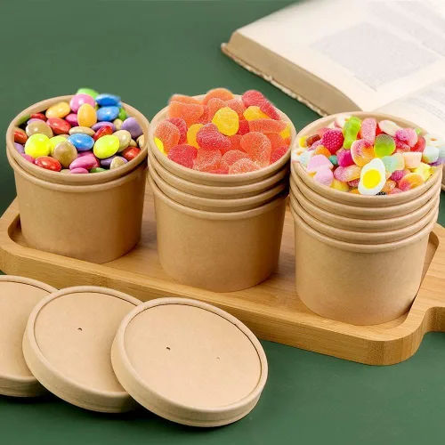 Miniatura 5 de Paquete de 50 recipientes de sopa con tapas, vasos desechables de 12 onzas con tapas, cuencos de papel para sopa con tapas, recipientes de sopa