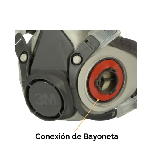 Miniatura 5 de 3M Respirador reutilizable de media cara 6200, NIOSH, arnés de cuatro puntos, ajuste cómodo, compatible con aire suministrado de doble línea