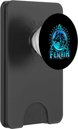 Miniatura 8 de Fenrir Loki's Son, lobo vikingo, luna azul con runas nórdicas PopSockets intercambiable PopGrip