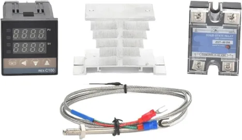 Miniatura 2 de Rex-C100 Digital Pid Termostato Controlador de Temperatura 40da SSR Relé K/J Tornillo M6 3.3 ft Termopar Sonda Rkc Disipador de Calor Set