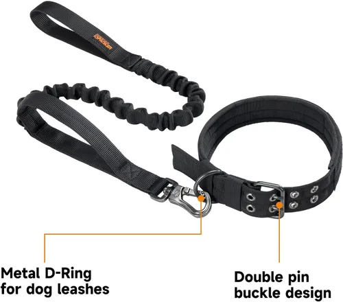 Miniatura 5 de EXCELLENT ELITE SPANKER Collar militar para perro de 1.5 pulgadas de ancho, anillo en D de metal ajustable y hebilla para perros medianos y grandes