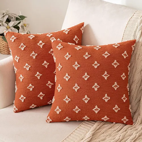 Miniatura 11 de MIULEE Juego de 2 fundas de almohada decorativas de jacquard rómbico, funda de cojín cuadrada suave para sofá, cama, dormitorio, sala de estar, 16 x