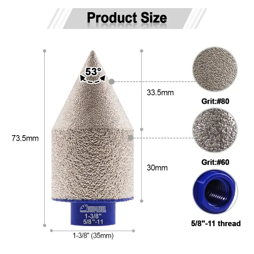 Miniatura 2 de SHDIATOOL Brocas biseladoras de diamante de 1-3/8 pulgadas para agrandar los pedazos de fresado de cerámica del granito del mármol de la teja