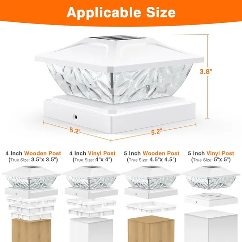 Miniatura 3 de Paquete de 4 luces solares para poste de 2 modos, luces solares brillantes para postes al aire libre, impermeables, luces de poste al aire libre