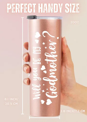 Miniatura 5 de Onebttl "Will You be My Godmother", regalos de propuesta de madrina para mejor amiga, tía, hermana, vaso de acero inoxidable delgado de 20 onzas