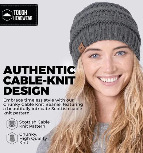 Miniatura 61 de Gorro de punto para mujer, cálido y suave, elástico, para clima frío de Tough Headwear