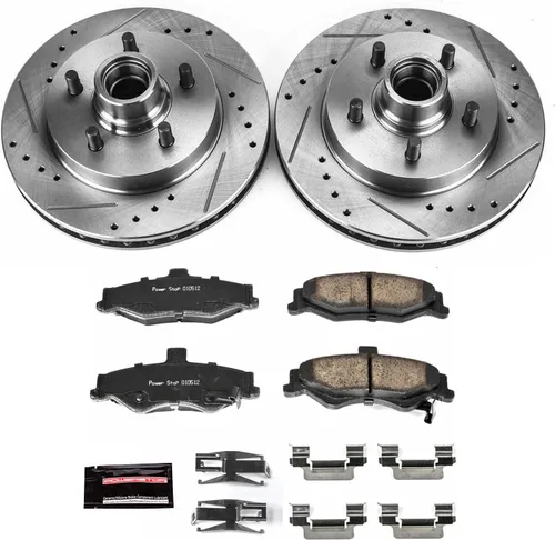 Miniatura 2 de Power Stop K1568 Pastillas de freno traseras Z23 de fibra de carbono con kit de rotores de freno perforados y ranurados para Chevrolet Camaro