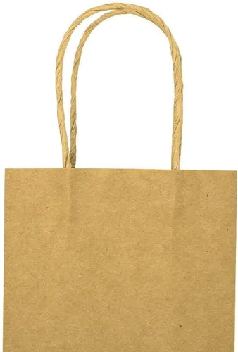 Miniatura 4 de Paquete de 100 bolsas de regalo de papel para manualidades de color marrón y color azul con asas para fiestas de cumpleaños, regalos de Navidad