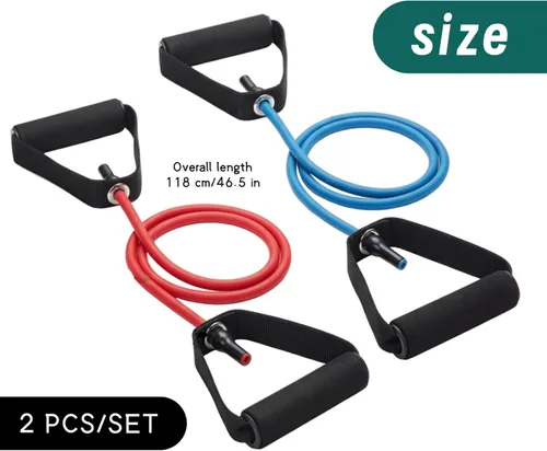 Miniatura 3 de Bandas de resistencia con asas, juego de 2 unidades, bandas de ejercicio ajustables de 20 libras y 25 libras, cuerda de entrenamiento TPE