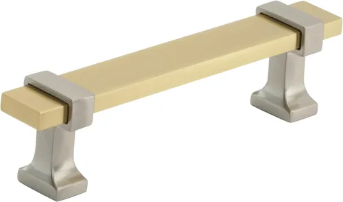 Miniatura 21 de Amerock Mango de gabinete Cromo negro/Oro cepillado 3-3/4 pulgadas (96 mm) de centro a centro Overton paquete de 1 unidad Jaladera