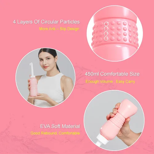 Miniatura 7 de Bidé portátil para inodoro de 15.2 fl oz para cuidado posparto, botella perineal El bidé de viaje original con tapa de sellado de agua, bolsa
