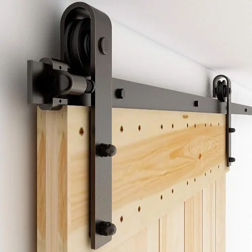Miniatura 19 de CCJH - Kit de herrajes para puerta corrediza de granero de 10pies, resistente, suave y silencioso, fácil de instalar, p/paneles de puerta indiv.