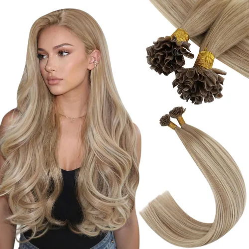 Miniatura 50 de Ugeat - Extensiones de cabello humano con microanillo, 14 pulgadas, extensiones de cabello Remy con microcuentas de 1 gm/hebra, 50 gms, extensiones
