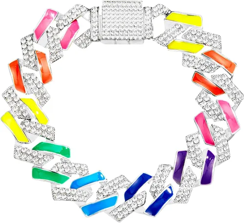 YBMYCM - Collar cubano de mariposa, collares de cristal, cadena de eslabones cubanos, mariposa brillante para mujeres y hombres, joyería de rapero y