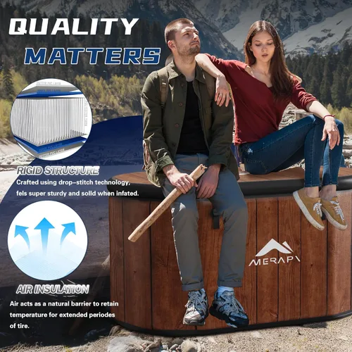 Miniatura 2 de MERAPI Tina de inmersión fría XL de 170 galones con cojín, bañera de hielo mejorada para atletas, compatible con enfriadores de agua, baño de hielo