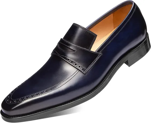 Hallow unbind Zapatos de vestir hechos a mano para hombre, mocasines de cuero de grano completo, mocasines formales sin cordones para hombre