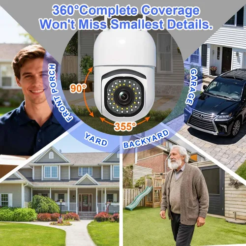 Miniatura 2 de Cámara de seguridad de 3MP para exteriores, cámaras HD 2K para seguridad del hogar, compatible con WiFi de 2.4 GHz, seguimiento automático PTZ de 1