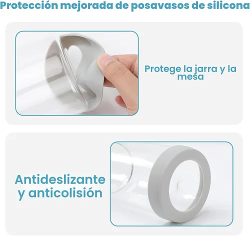 Miniatura 3 de Juego de jarra de agua para mesita de noche y vaso con posavasos de silicona Wikapy para mesa de noche, dormitorio, dispensador de enjuague bucal