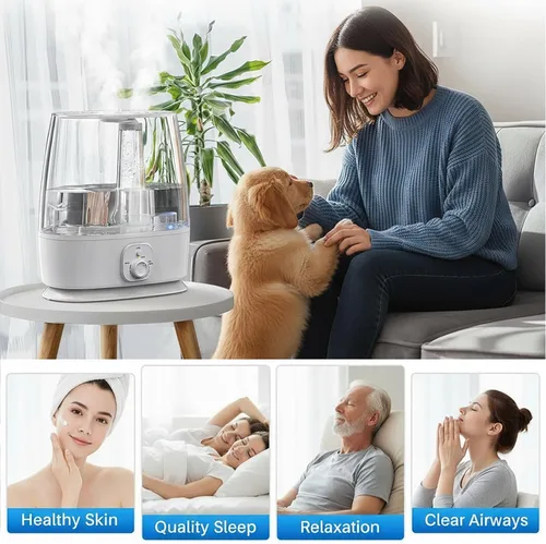 Miniatura 3 de Humidificador de 6 L para el dormitorio del hogar, perfecto para habitaciones grandes de 500 pies cuadrados, tiempo de funcionamiento de 60 horas