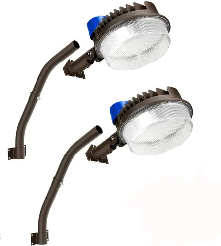 Juyace Paquete de 2 luces LED de granero de 18000 lm, 120 W 5000 K cada una, luces de área de seguridad para exteriores del atardecer al amanecer