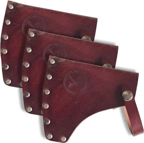 Miniatura 7 de Funda protectora de piel con hacha de hacha con broches seguros, protector de hacha de campamento resistente para senderismo al aire libre, Marrón