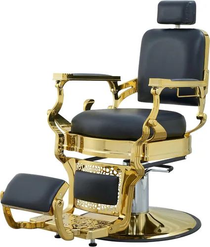 Miniatura 9 de Grace&Grace Silla de peluquería para peluquería, resistente 700 libras, silla reclinable para peluquería, estilista, tatuaje, hogar (negro y negro)
