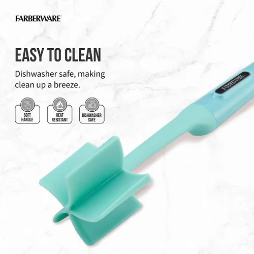 Miniatura 4 de Farberware Triturador de carne y patatas de nailon resistente al calor, seguro para utensilios de cocina antiadherentes, cielo aguamarina