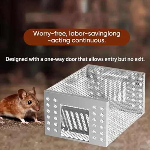 Miniatura 3 de Trampa automática para ratones de acero inoxidable, trampa automática para ratas, trampa automática para ratones, trampas humanas para ratones, 2