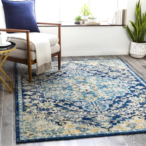 Miniatura 16 de Artistic Weavers Romaine - Alfombra vintage con medallón, 2 pies x 3 pies, celeste Azul cielo