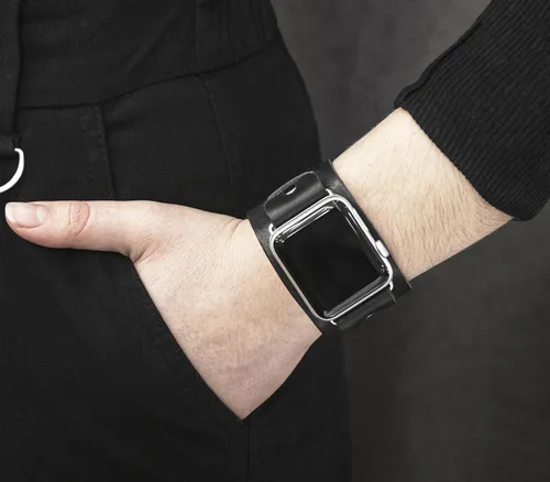 Miniatura 2 de Correa ancha de cuero compatible con Apple Watch de 1.496 in 1.575 in 1.614 in 1.654 in 1.732 in 1.772 in 1.811 in 1.929 in, hecho a mano UA 1240