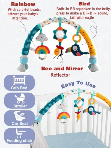 Miniatura 5 de Pau1Hami1ton Juguetes de arco de cochecito de bebé, juguetes de asiento de automóvil, barra de juguete de gorila/móvil para moisés, juguetes Abeja