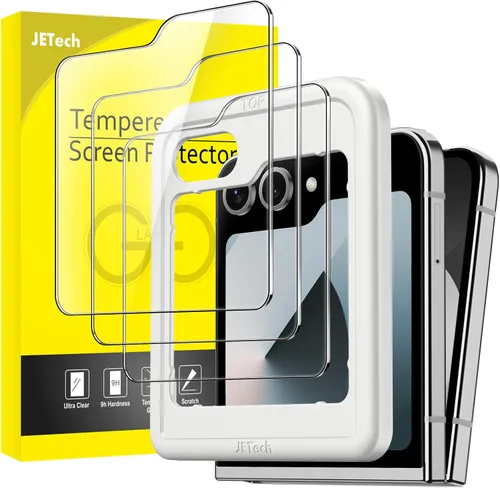 Miniatura 15 de JETech Protector de pantalla de privacidad frontal para Samsung Galaxy Z Flip 5, película de vidrio templado antiespía con herramienta de fácil