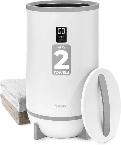 Miniatura 8 de SereneLife Calentador de toallas y mantas: calentador de toallas portátil de un solo toque para baño, soporte de disco fragante, anillo LED