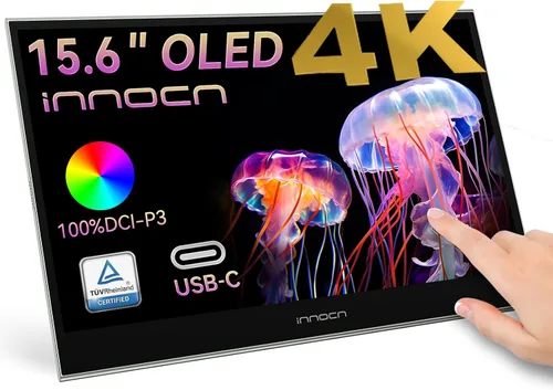 INNOCN Monitor portátil OLED de 15.6 pulgadas, segunda pantalla táctil para edición de fotos con 4K, 100% DCI-P3, 100000:1, 10 bits, monitor externo