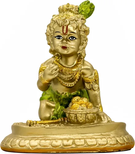 Ídolo de Krishna Hindu God Baby Krishna – 3.7 pulgadas de alto, estatua india de Krishna para el hogar, oficina, templo mandir, artículo de Pooja,