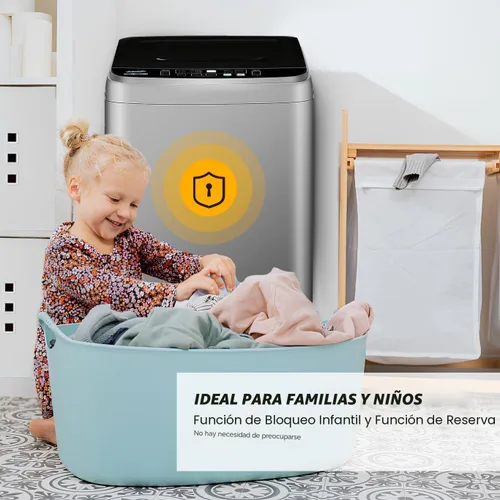 Miniatura 6 de Lavadora portátil, lavadora pequeña completamente automática de 17.7 libras para apartamento, 10 programas de lavado con manguera de drenaje
