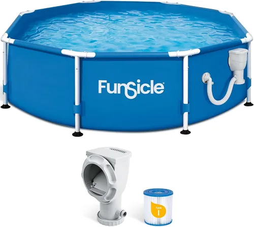 Funsicle Actividad 8' x 30" Piscina redonda sobre el suelo, incluye bomba de filtro FiltraBoost 400 GPH con AutoSkimmer, cartucho de filtro tipo I y