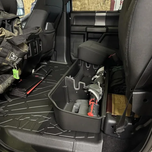 Miniatura 8 de WHALEMOTOR Almacenamiento debajo del asiento Compatible con Ford F150 (2015-2025) y Super Duty (2017-2025) SuperCrew/Crew Cab, Organizador de carga