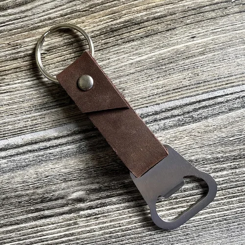 Miniatura 7 de Personalized Bottle Opener Keychain Leather - 3rd Anniversary Gift, Gift for Him, Father's Day Present