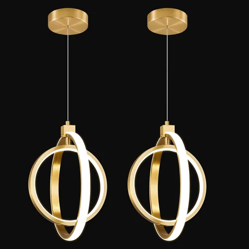 Miniatura 12 de Lámpara LED moderna con anillo dorado, lámpara colgante de 4000 K, regulable en altura ajustable, iluminación colgante para comedor, cocina, isla