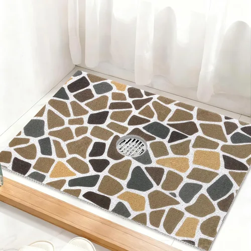 Miniatura 23 de Alfombrilla de ducha cuadrada antideslizante: Alfombrillas de ducha de 24 x 24 pulgadas con orificio de drenaje en el medio - Alfombrilla de suelo
