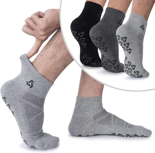 Ozaiic Calcetines antideslizantes para yoga, entrenamiento en casa, Pure Barre, pilates, hospital, calcetines acolchados ideales para hombres y