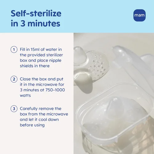 Miniatura 4 de MAM Protectores de Pezón para Lactancia con Estuche de Almacenamiento Esterilizable, Protectores de Pezón para Lactar Recién Nacido, Tamaño 2