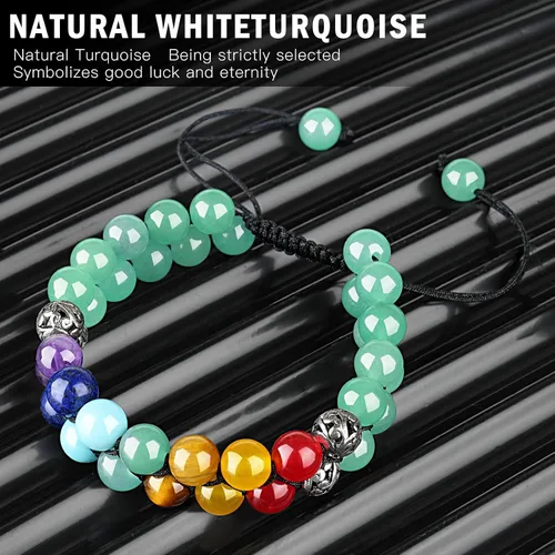 Miniatura 3 de Pulsera de triple protección, ojo de tigre malvado de ojo y obsidiana negra de 0.315 in, pulsera curativa para hombres y mujeres, pulsera curativa