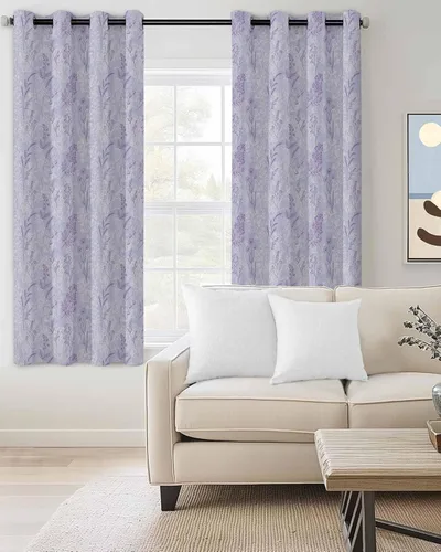 Miniatura 2 de Cortinas opacas con diseño floral morado de 39 pulgadas de largo, cortinas con aislamiento térmico para dormitorio, sala de estar, 2 paneles de 55 x